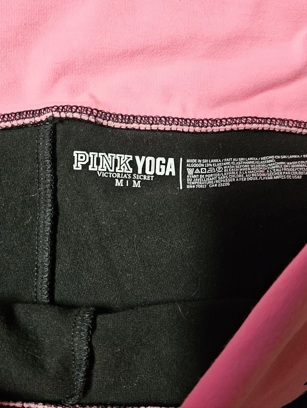 PINK Victoria's Secret Black Yoga Shorts with Pink Fold-Over Waistband - Picture 2 of 3